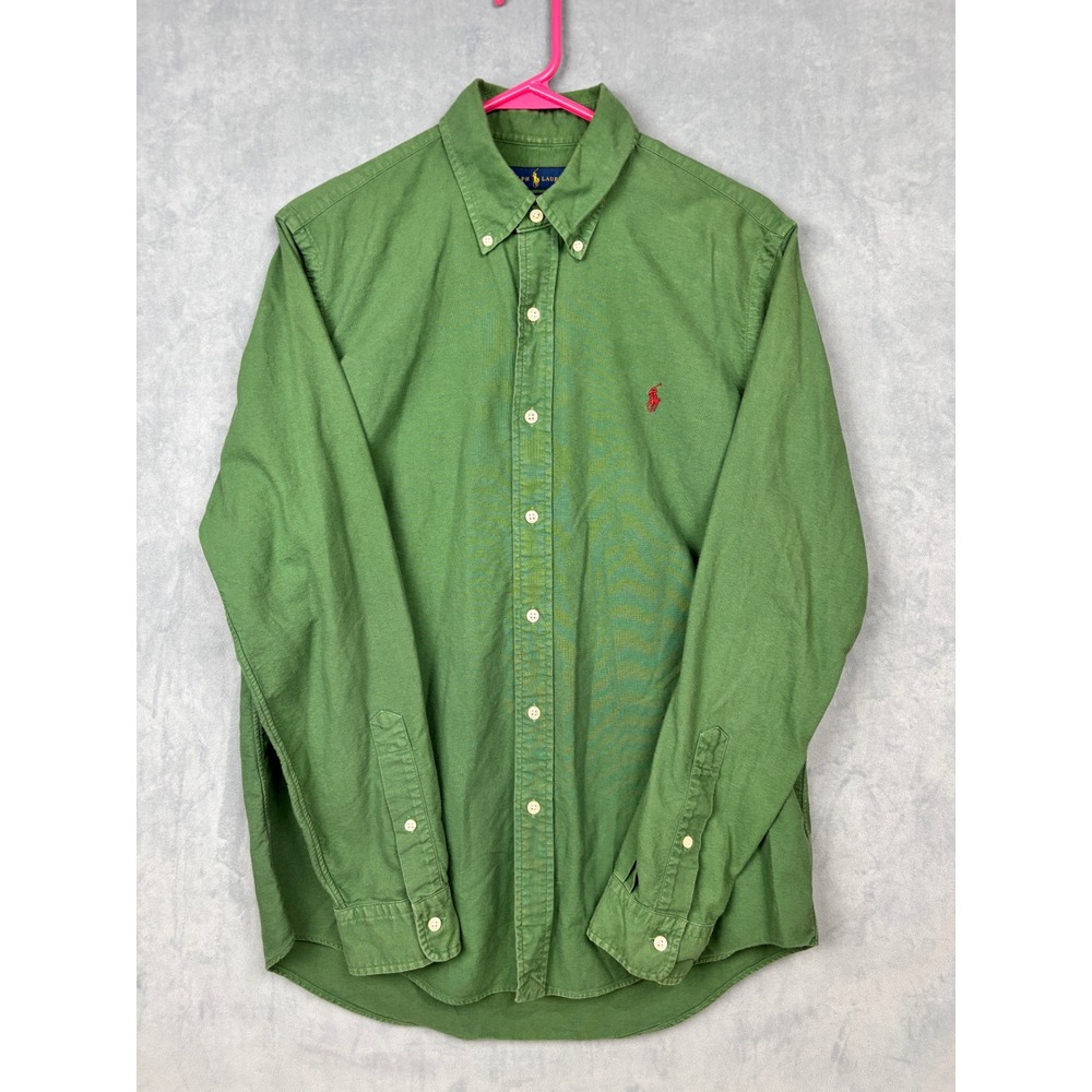 Polo Ralph Lauren Mens Classic Fit Green Cotton Button Down Shirt Size M